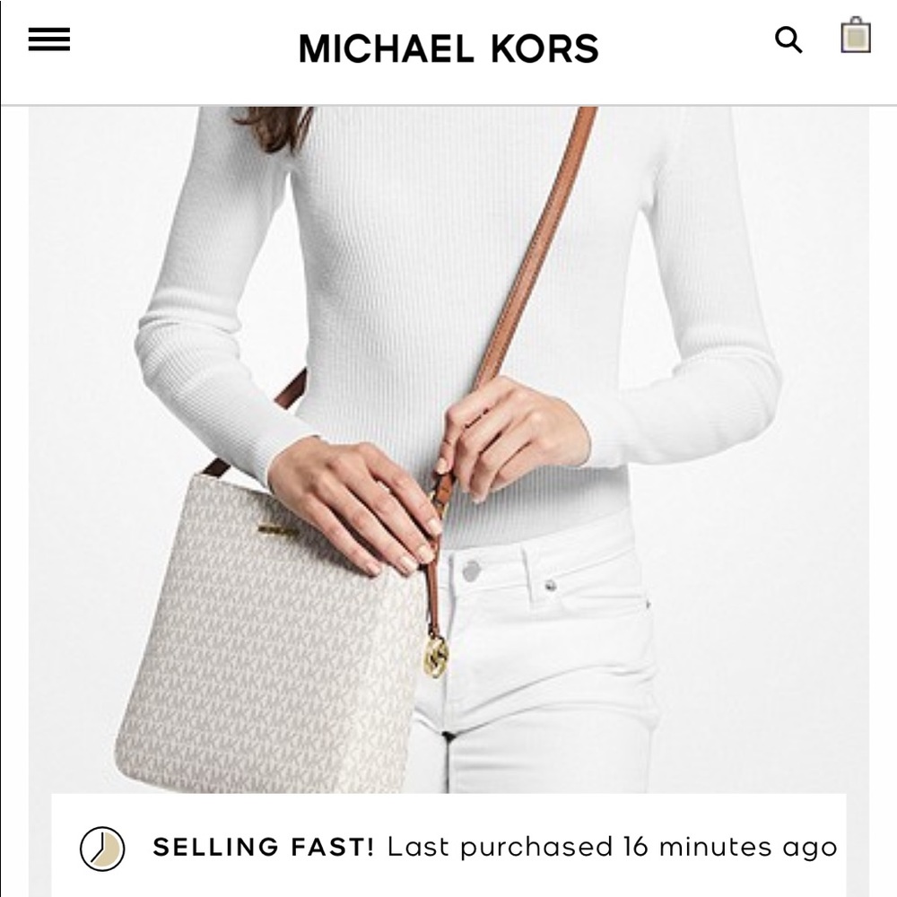Michael Kors Jet Set Travel Messenger & Large Trifold wallet, vanilla color